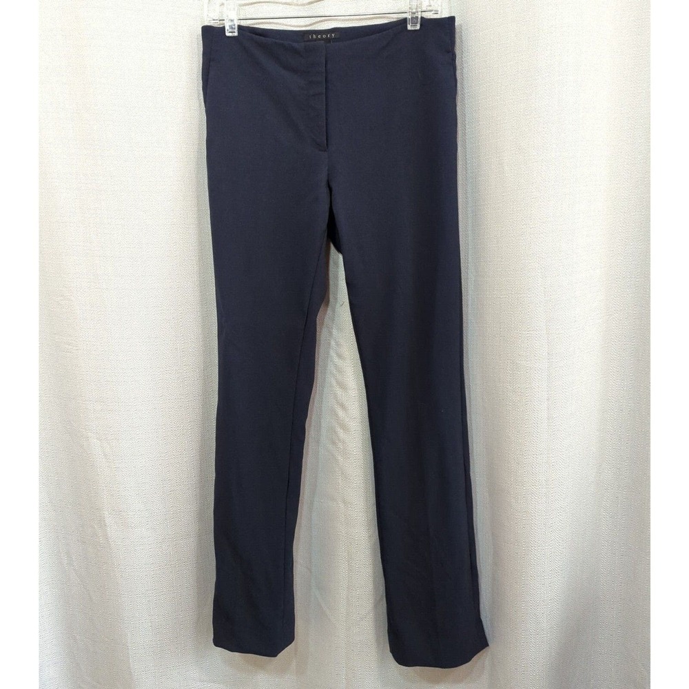 Theory Pants Womens 6‎ Wool Blend Stretch Navy Blue